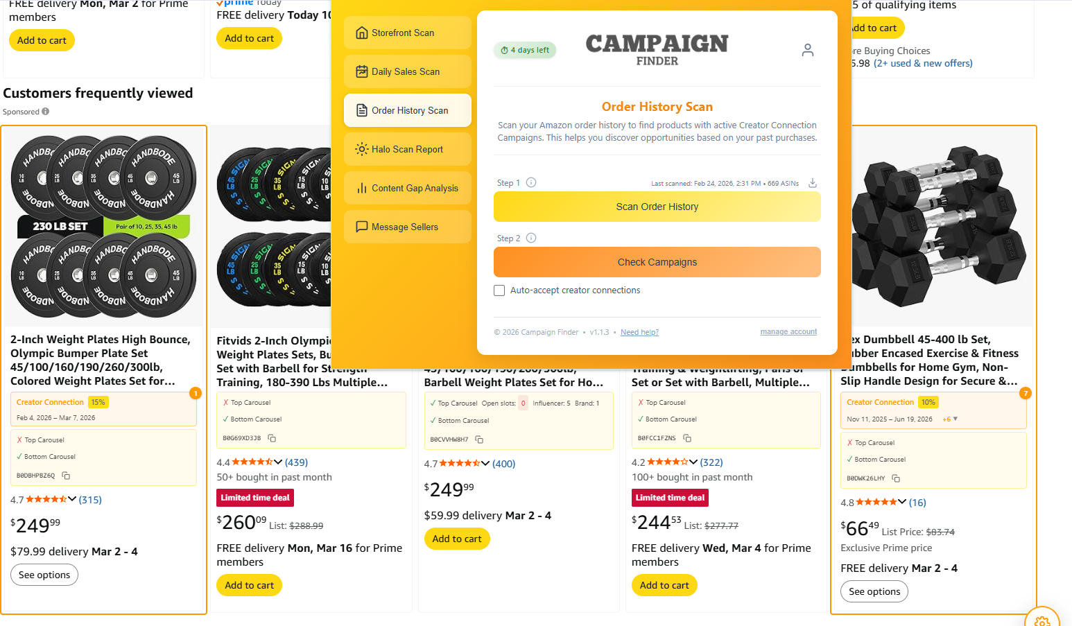 Campaign Finder Chrome Extension Interface